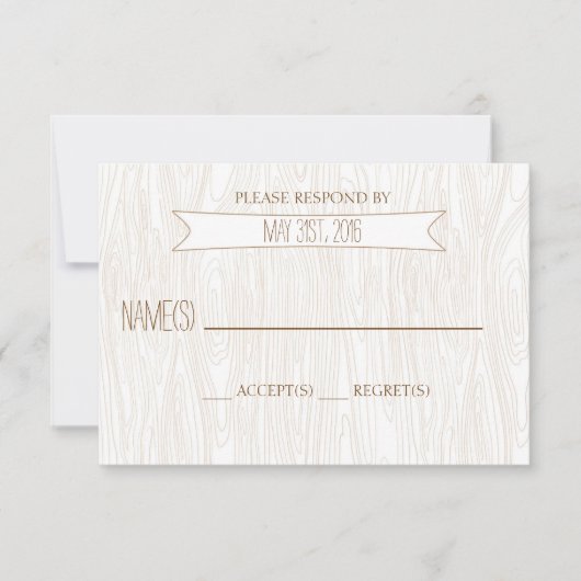 Rustikale Einfache Hochzeitskarte aus Holz RSVP Karte (Vorderseite)
