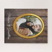 Rustikale einfache Holz-Golden Rahmen hinzufügen F Puzzle (Horizontal)