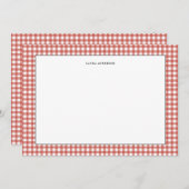 Rustikale, einfache, rote und weiße Gingham-Wohnun Dankeskarte (Vorne/Hinten)