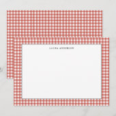 Rustikale, einfache, rote und weiße Gingham-Wohnun Dankeskarte (Vorne/Hinten)