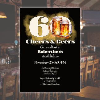Rustikale einfache Vintage Cheers & Beers 60. Gebu Einladung