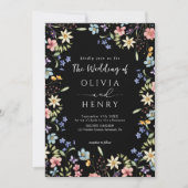 Rustikale Einfache Wildblume QR Code Hochzeit Einladung (Vorderseite)