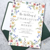 Rustikale Einfache Wildblume, White QR Code Hochze Einladung