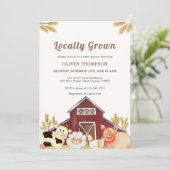 Rustikale, einheimische Landtiere Babydusche Einladung (Stehend Vorderseite)