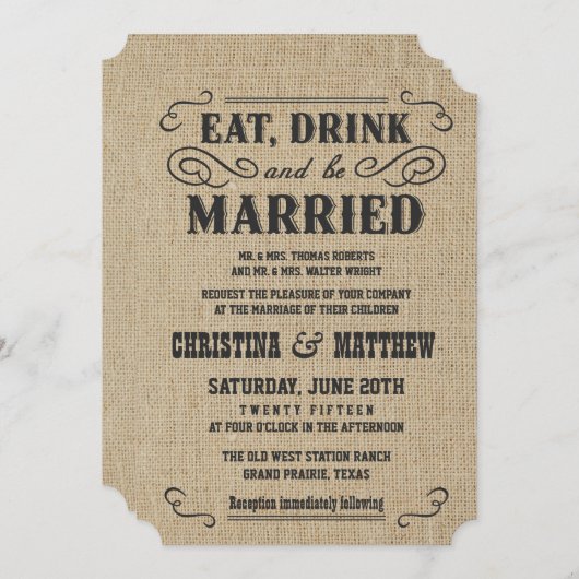 Rustikale Einladung (Vorne/Hinten)