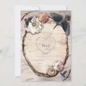 Rustikale Einladung der weißen Birke und Hummingbi (Rückseite)