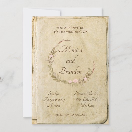 Rustikale Einladung für altes Papier (Vorderseite)