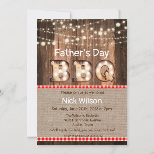 Rustikale Einladung GRILLEN der Vatertag (Vorderseite)