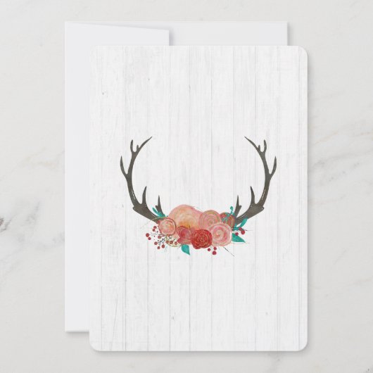 Rustikale Einladung von Boho Deer Antler zum Hochz (Rückseite)