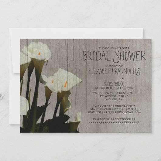 Rustikale Einladung von Calla Lily Bridal (Vorderseite)