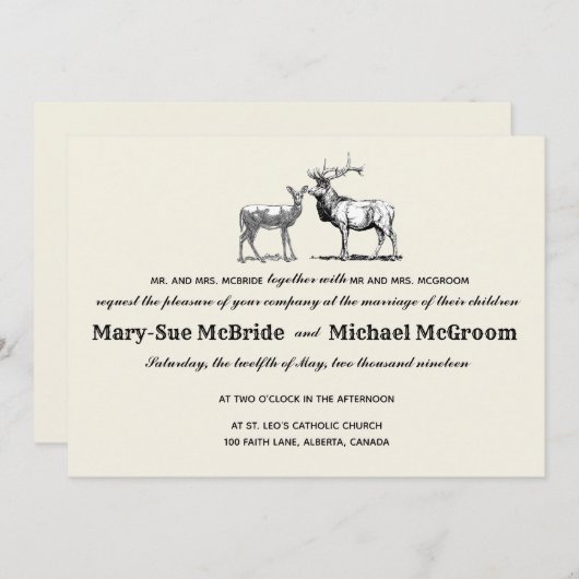 Rustikale Einladung von Hirschen (Vorne/Hinten)