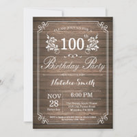 Rustikale Einladung zum 100. Geburtstag