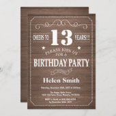 Rustikale Einladung zum 13. Geburtstag (Vorne/Hinten)