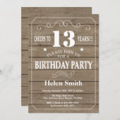 Rustikale Einladung zum 13. Geburtstag (Vorne/Hinten)