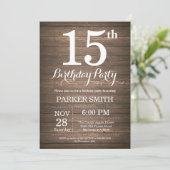 Rustikale Einladung zum 15. Geburtstag (Stehend Vorderseite)