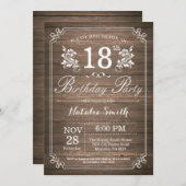 Rustikale Einladung zum 18. Geburtstag (Vorne/Hinten)