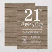 Rustikale Einladung zum 21. Geburtstag (Vorne/Hinten)