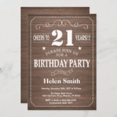 Rustikale Einladung zum 21. Geburtstag (Vorne/Hinten)