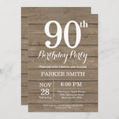 Rustikale Einladung zum 90. Geburtstag (Vorne/Hinten)