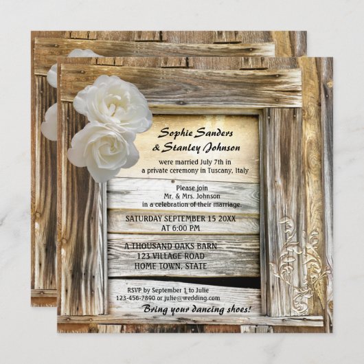 Rustikale Einladung zum Hochzeitsfeiern (Vorne/Hinten)
