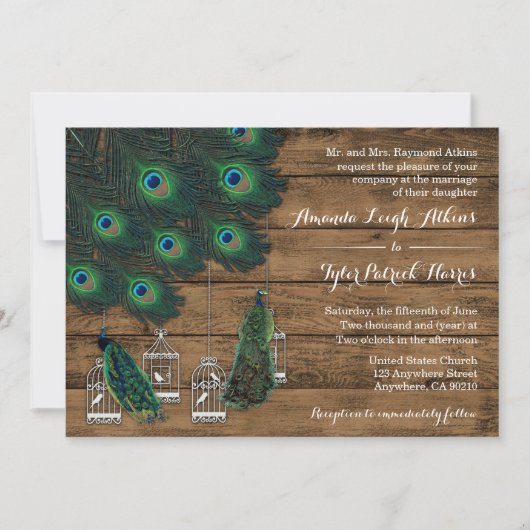 Rustikale Einladung zum Hochzeitsfeiern für Holzpf (Vorderseite)