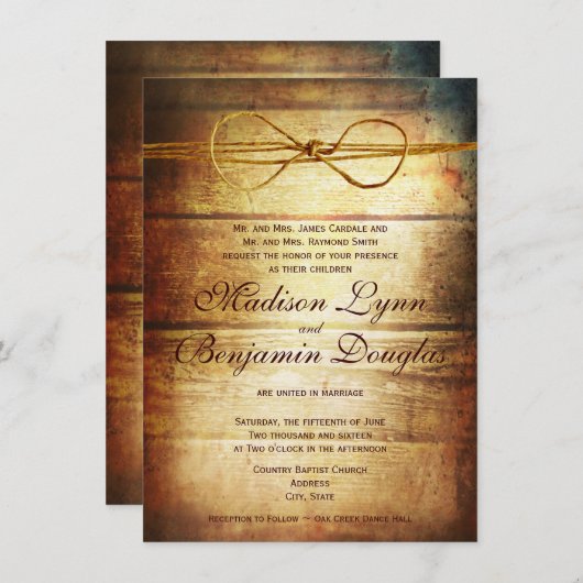 Rustikale Einladung zum Hochzeitsfeiern mit Stallh (Vorne/Hinten)