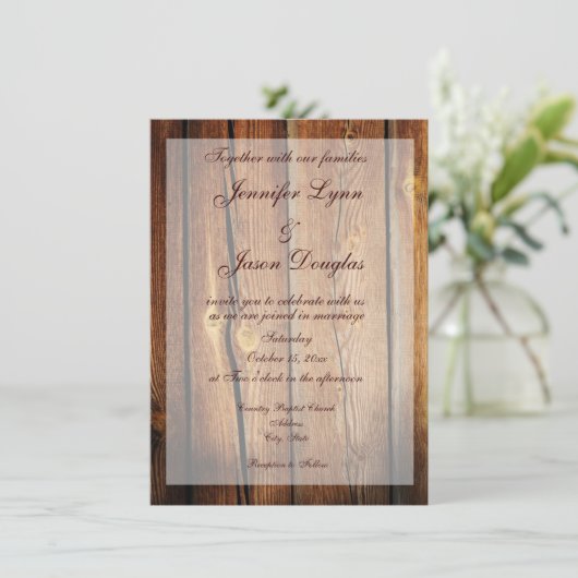 Rustikale Einladung zum Hochzeitsfeiern mit Stallh (Stehend Vorderseite)