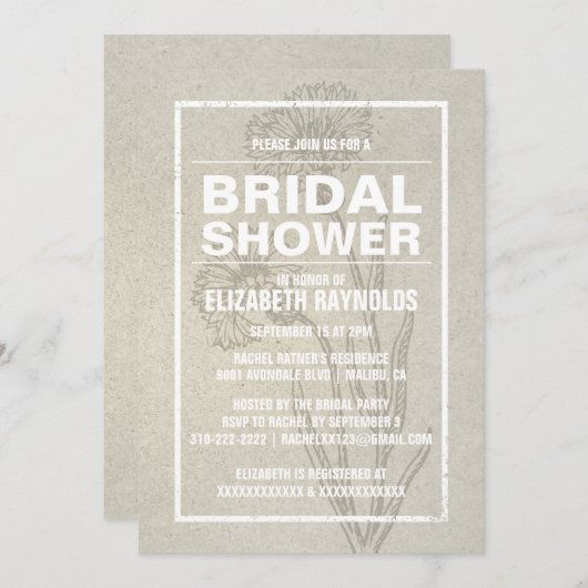 Rustikale Einladung zur Elfenbeindusche (Vorne/Hinten)