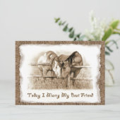 Rustikale Einladung zur Hochzeit: Hitze: Pferde (Stehend Vorderseite)