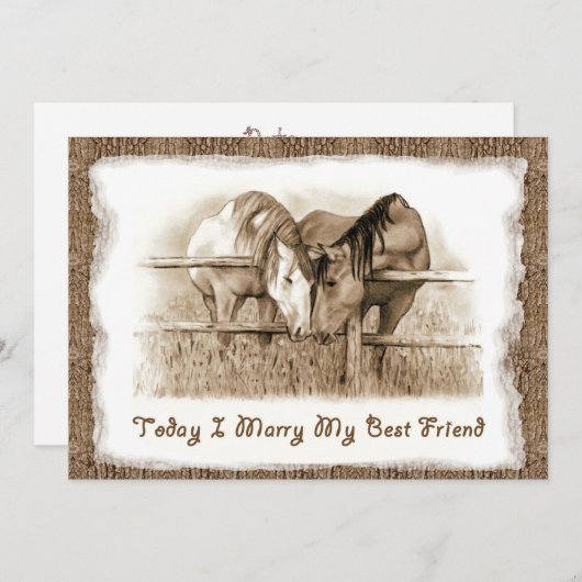 Rustikale Einladung zur Hochzeit: Hitze: Pferde (Vorne/Hinten)