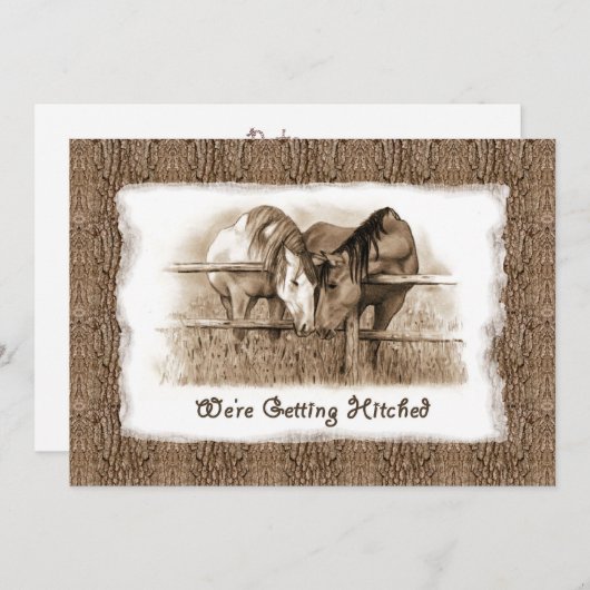Rustikale Einladung zur Hochzeit: Hitze: Pferde (Vorne/Hinten)