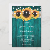 Rustikale Einladung zur Hochzeit von Aquamarinen u (Vorderseite)