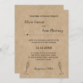 Rustikale Einladung zur Hochzeit von Papier (Vorne/Hinten)