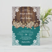 Rustikale Einladungen für Aquamarine Hochzeiten au (Stehend Vorderseite)