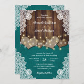 Rustikale Einladungen für Aquamarine Hochzeiten au (Vorne/Hinten)