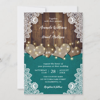 Rustikale Einladungen für Aquamarine Hochzeiten au