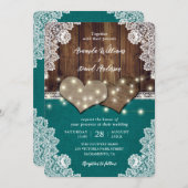 Rustikale Einladungen für Aquamarine Hochzeiten au (Vorne/Hinten)