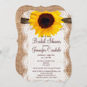 Rustikale Einladungen für Burlap Sonnenblume Brida (Vorne/Hinten)