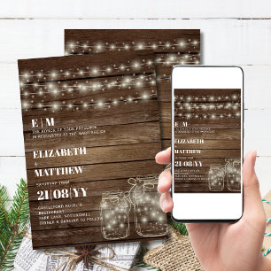 Rustikale Einladungen für Hochzeiten Mason Jars Li