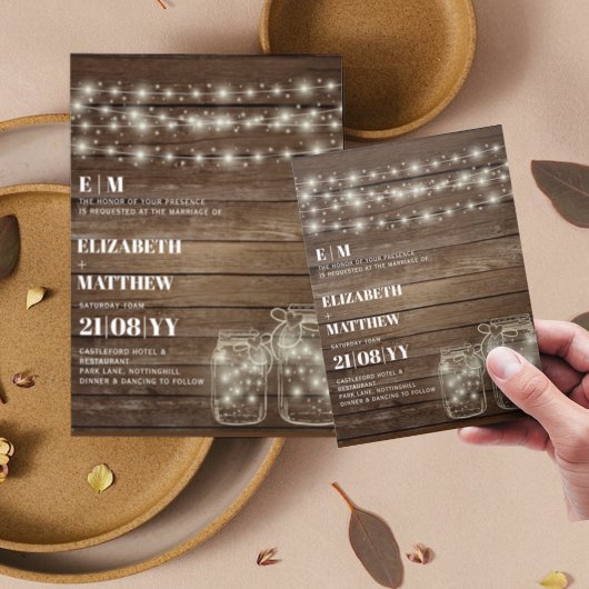 Rustikale Einladungen für Hochzeiten Mason Jars Li