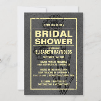 Rustikale Einladungen zur Black & Gold Bridal Dusc