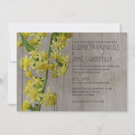 Rustikale Einladungen zur Hochzeit von Solidago (Vorderseite)