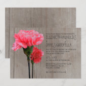 Rustikale Einladungen zur Mini-Carnation-Hochzeit (Vorne/Hinten)