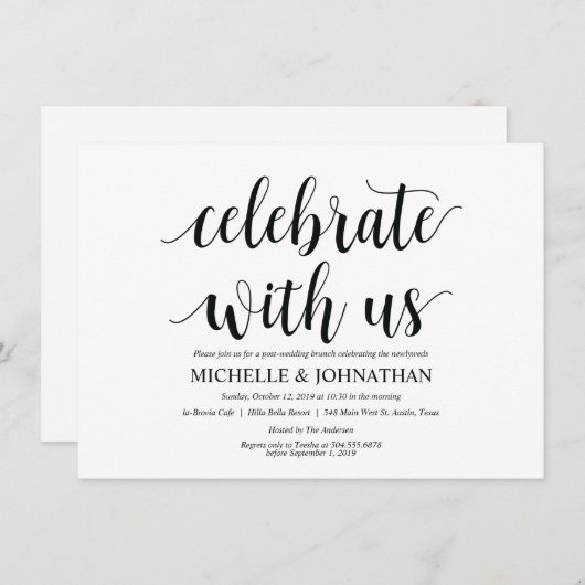 Rustikale Einladungskarte für den Brunch nach der Einladung (Vorne/Hinten)