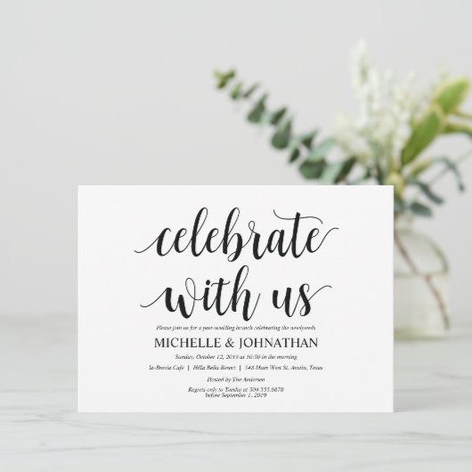 Rustikale Einladungskarte für den Brunch nach der Einladung (Stehend Vorderseite)