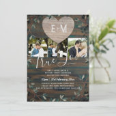 Rustikale Einstiche Foto Hochzeit Einladung (Stehend Vorderseite)