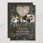 Rustikale Einstiche Foto Hochzeit Einladung (Vorne/Hinten)