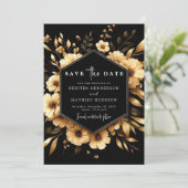 Rustikale, einzigartige Gold- und Black-Hochzeit Save The Date (Stehend Vorderseite)