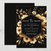 Rustikale, einzigartige Gold- und Black-Hochzeit Save The Date (Vorne/Hinten)