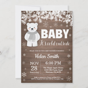Rustikale Eisbär-Winter-Baby-Shower-Einladung Einladung